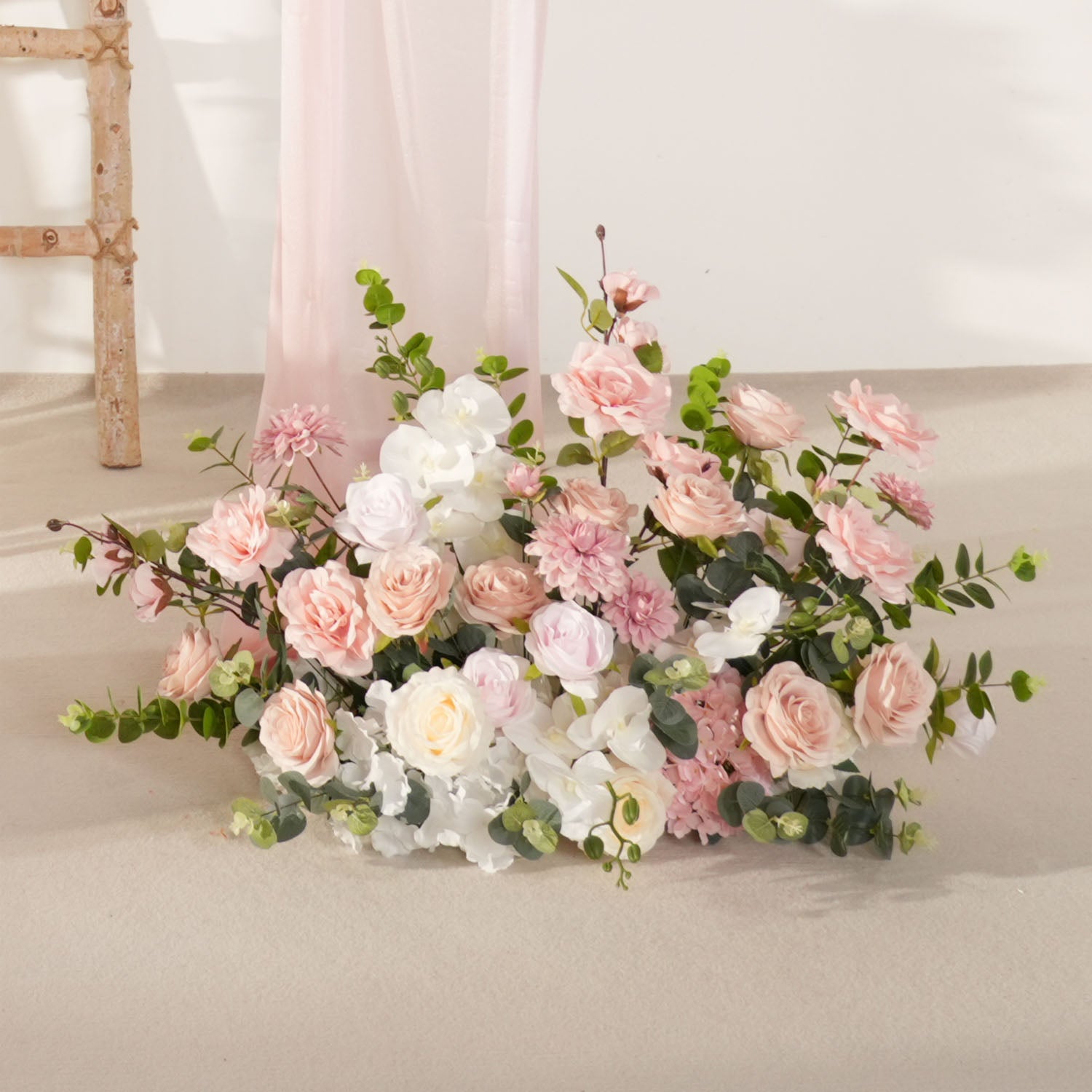 Uflower Wedding Backdrop Pink Rose Green Leaf Floral Arrangement